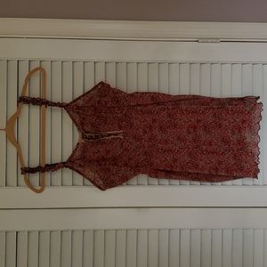 Cacique Nightgown, Size 22/24, Pink Floral with Brown Trim